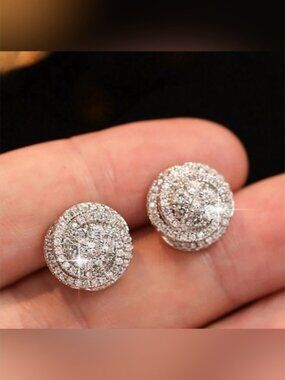 Silver Plated Stainless Steel Cubic Zirconia Stud Earrings – Sparkling Round